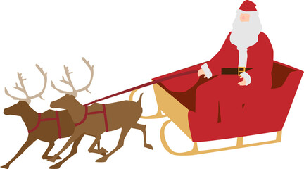 サンタさんとトナカイとソリのイラスト