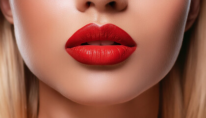 Fototapeta premium close up red lips of a woman