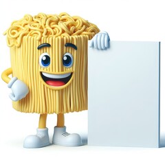 Fototapeta premium Advertising - product photo of high detailed 3D cartoon character of smiling Noodle