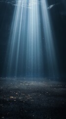 Abstract Background with Triangular Light Beams on an Asphalt Floor, Creating an Atmosphere of Minimalism and Mystery.