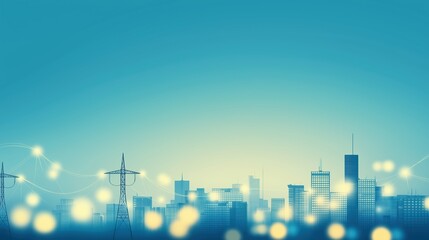 Smart grid city with efficient energy distribution, depicting smart infrastructure., Flat design