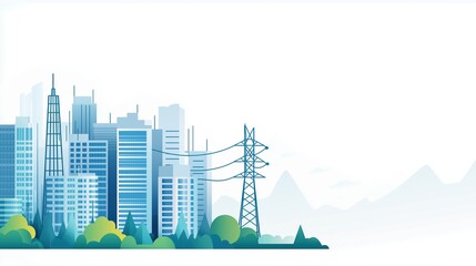 Obraz premium Smart grid city with efficient energy distribution, depicting smart infrastructure., Flat design
