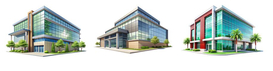 Sleek Business Architecture Building on a Transparent Background, Office Building, Business Skyscraper, Cut Out.