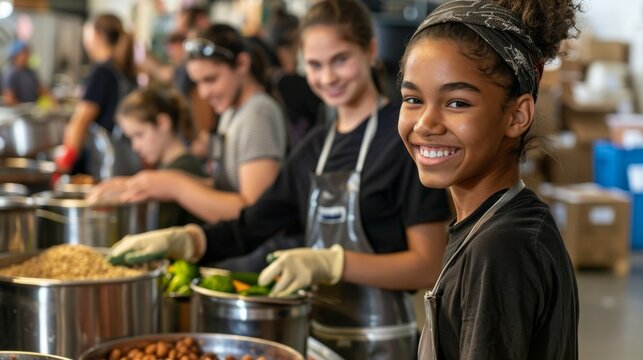 Generous Hearts: Young Volunteers at Food Bank Spreading Compassion Through Community Service