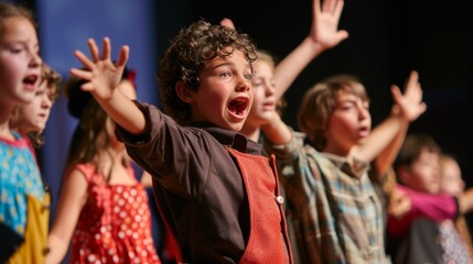 Young Actors Rehearsing for a Theatrical Performance: Embracing Creative Expression and Teamwork in Performing Arts
