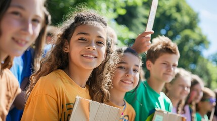 Engaged Youth at Environmental Rally Holding Signs and Advocating for Sustainable Practices with Passionate Expressions