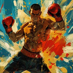 Dynamic Russian Welterweight Boxer in Action