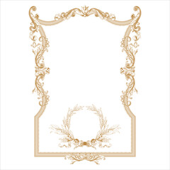AntiPremium Gold vintage baroque frame scroll ornament engraving border floral retro pattern antique style acanthus foliage swirl decorative design element