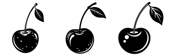 Cherry fruit silhouette vector illustration