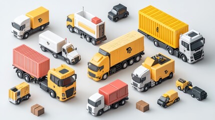 Busy Transportation Hub with Diverse Delivery Vehicles in High Resolution, Generative Ai