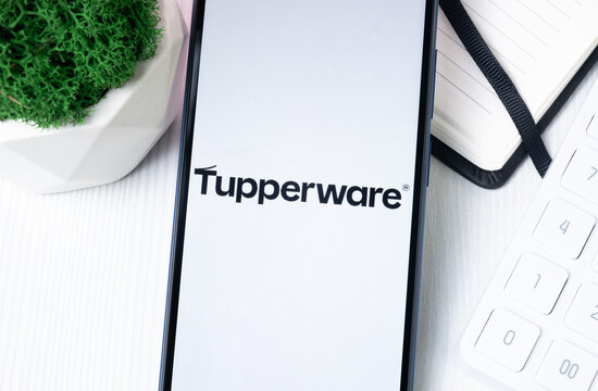 New York, USA - 1 August 2024: Tupperware Logo on Phone Screen, Company Icon on Display