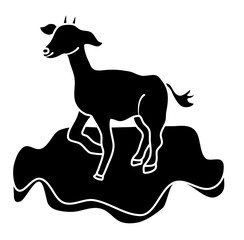 Goat in the grass vector