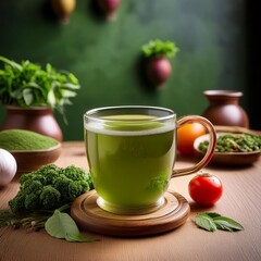 green tea with mint healthy drink and herbs