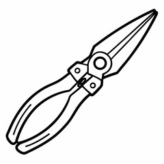 Needle-nose pliers line art 