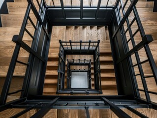 Fototapeta premium Looking Down a Modern Stairwell