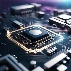 Smart Microchip Background on a Motherboard Closeup Technology Remix