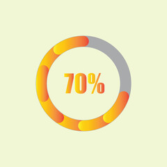 Infographic Circle 70 percent loading or circle 70 percent progress.