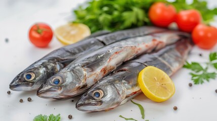 Fresh saba fish isolated on white background
