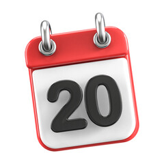 Calendar Day 20 . 3D illustration