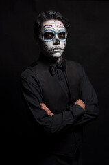 Man with Day of the Dead Makeup and Arms Crossed
