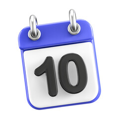 Calendar Day 10 . 3D illustration