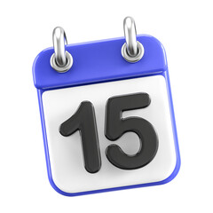 Calendar Day 15 . 3D illustration