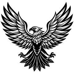 A flying eagle with wings silhouette vector illustration