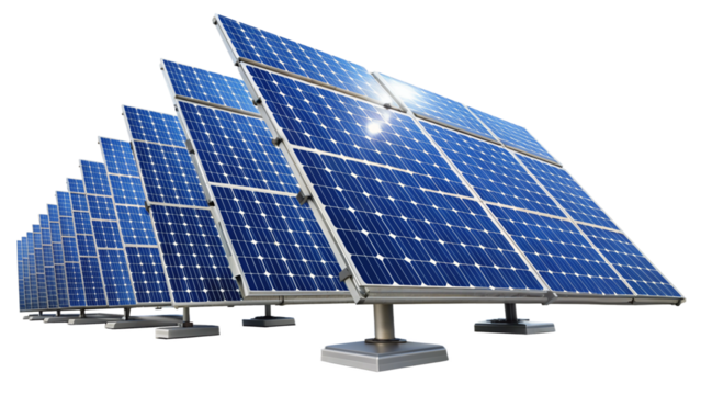 Solar Energy Panels on Transparent Background, Solar Power Panel, , Isolated On Transparent Background, Png Cut Out