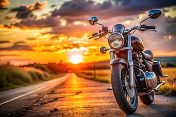 Motorcycle at Sunset.