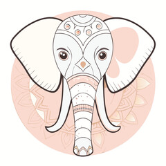 Obraz premium Ornate Elephant Head with Pink Mandala Background