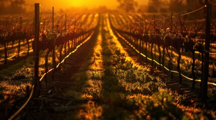 Golden Hour Vineyard Rows