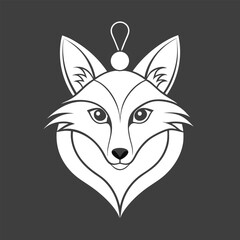 Fototapeta premium White Fox Head Ornament with Black Eyes and Nose