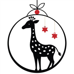 Fototapeta premium Black and Red Giraffe Christmas Ornament