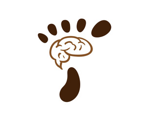 foot step brain mind logo design template