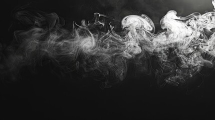 White smoke on a black backdrop with text space