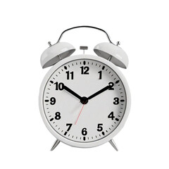 white alarm clock isolated on transparent background 