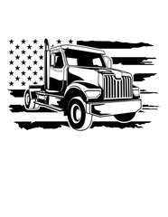 US Semi Truck Illustration, Trucker Dad Driver Cut File, Skilled Worker Stencil, Truck Owner Monogram, 10 Wheeler Vehicle Clipart, Loader Cut File