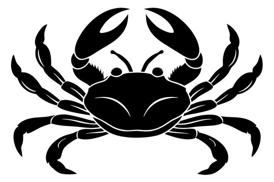 black crab silhouette on white background clip art preview