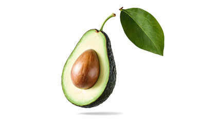 Falling avocado isolated on transparent background