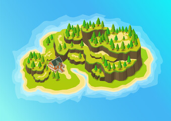 Isometric mountain island