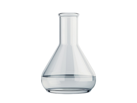 Clear laboratory flask suitable for experiments and scientific demonstrations. Ideal for educational and commercial use.