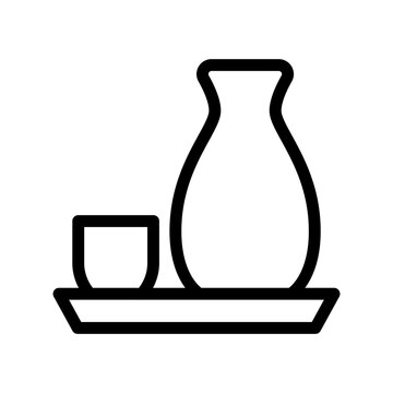 recommend clip art: Sake icon in thin line style vector illustration graphic design