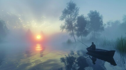 3D fishing trip on a quiet summer morning