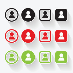 Isolated shadow user logo icon design with green, red and black color