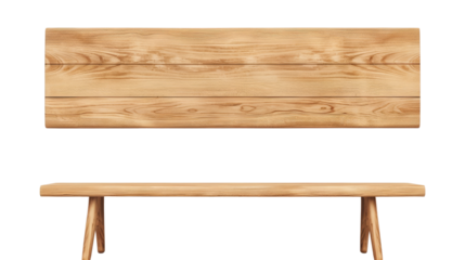 Elegant wooden bench with a natural finish, perfect for outdoor settings or modern interiors, adding charm and comfort to any space.