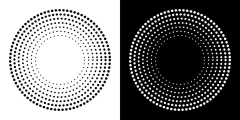 Dotted abstract circle geometric shape. Round circle concentric ring shape.