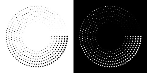 Dotted abstract circle geometric shape. Round circle concentric ring shape.