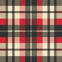 Seamless tartan plaid pattern in red gray and beige for textile print