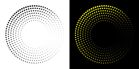 Dotted abstract circle geometric shape. Round circle concentric ring shape.