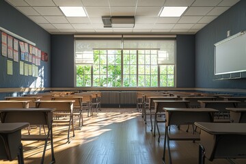 Empty School Classroom Interior created with Generative AI
